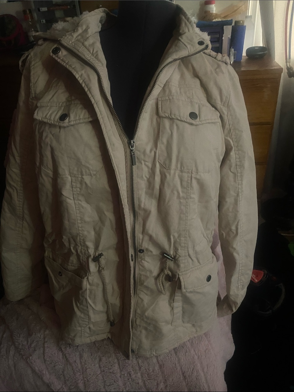 Rue21 Men's Tan Military Field Jacket with Hood